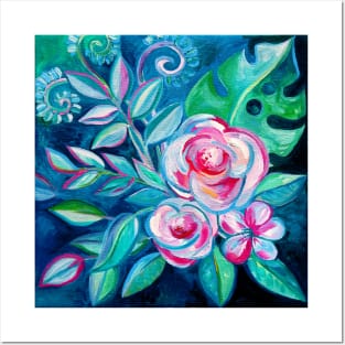 Tropical Camellia Extravaganza - oil on canvas Posters and Art